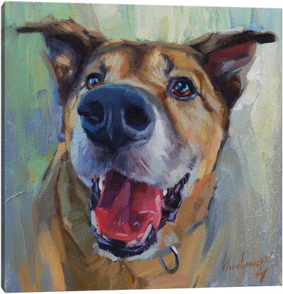 Happy Dog Canvas Art Print - Alex Movchun