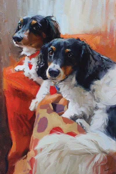 Alex Movchun: Two Dachshunds by Alex Movchun