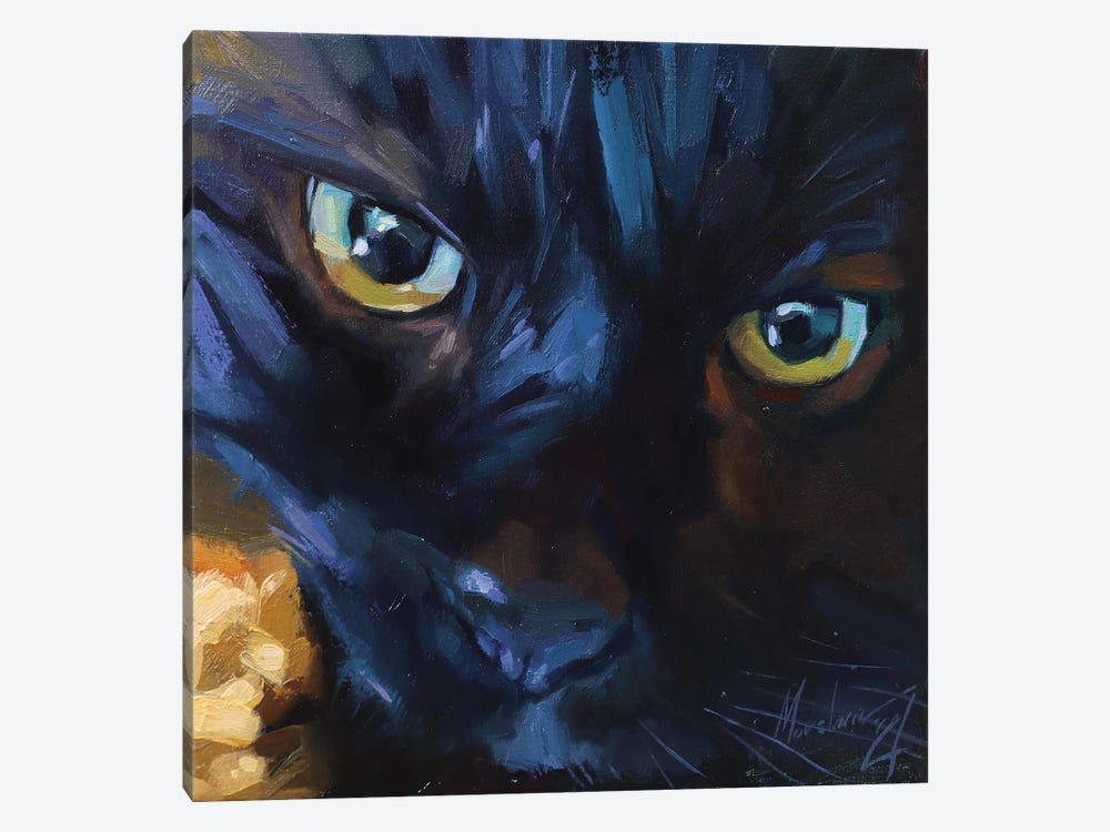 Black Cat With Green Eyes by Alex Movchun 1-piece Art Print