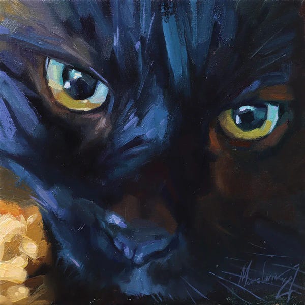 Black Cats: Black Cat With Green Eyes by Alex Movchun