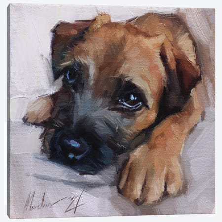 Brown Puppy Canvas Print #AMV65} by Alex Movchun Canvas Art Print