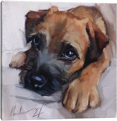 Brown Puppy Canvas Art Print - Alex Movchun