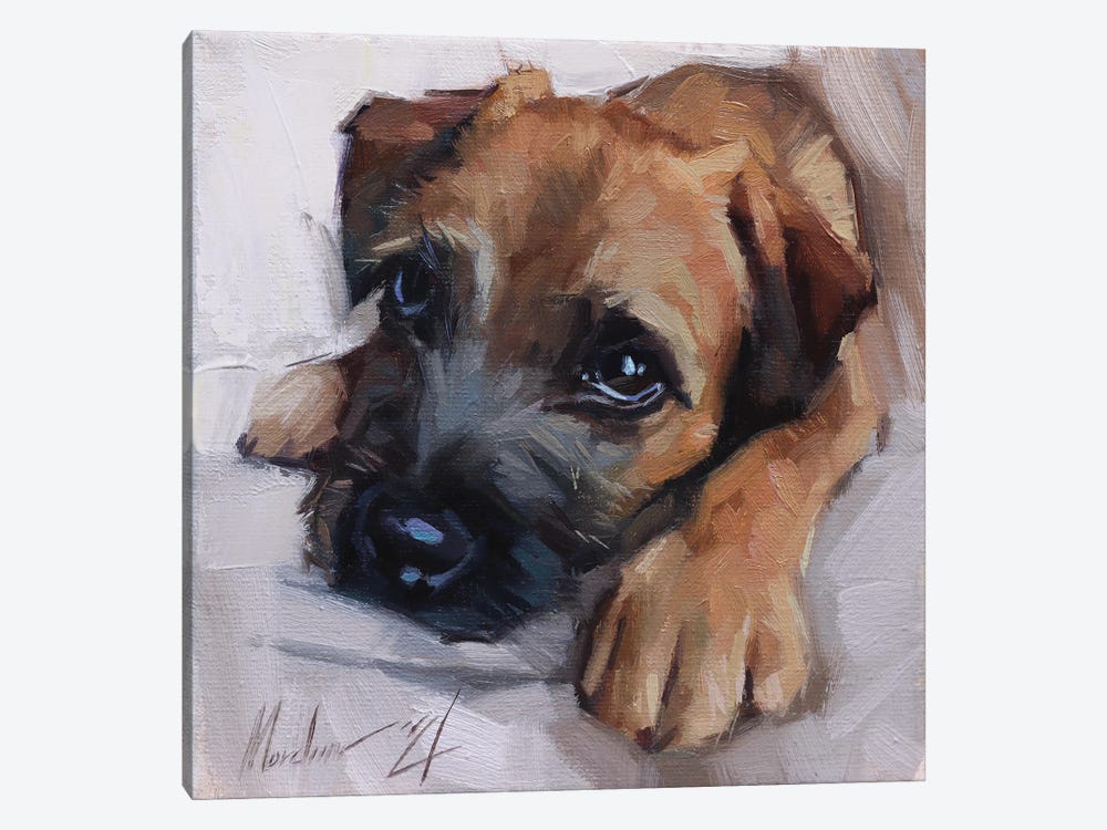 Brown Puppy by Alex Movchun 1-piece Art Print