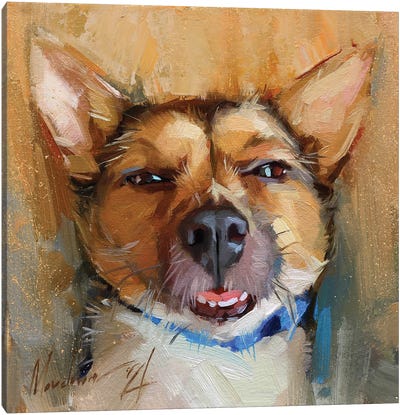 Portrait Of Lazy Puppy Canvas Art Print - Alex Movchun