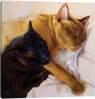 Black And Golden Cat Canvas Art Print - Alex Movchun