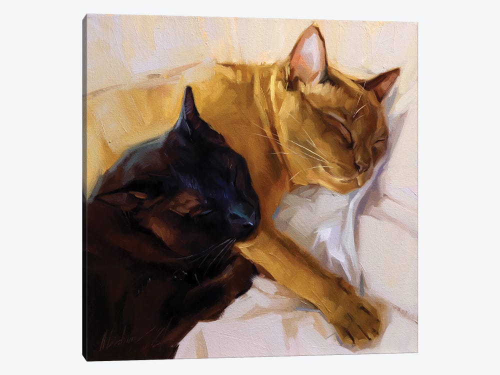 Black And Golden Cat by Alex Movchun 1-piece Art Print