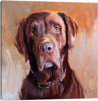 Chocolate Labrador Canvas Art Print - Alex Movchun
