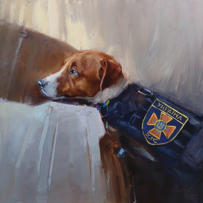Jack Russell Ukrainian Dog Patron by Alex Movchun art print