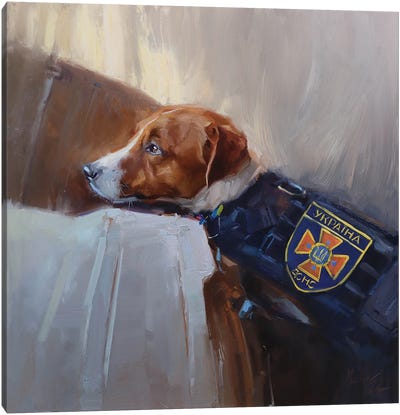 Jack Russell Ukrainian Dog Patron Canvas Art Print - Ukraine Art