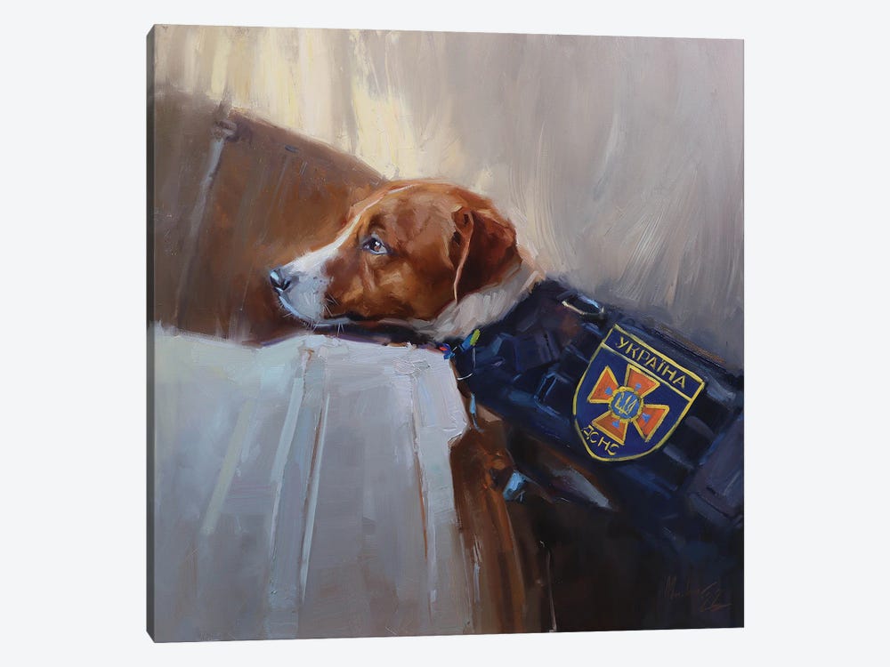 Jack Russell Ukrainian Dog Patron by Alex Movchun 1-piece Canvas Artwork
