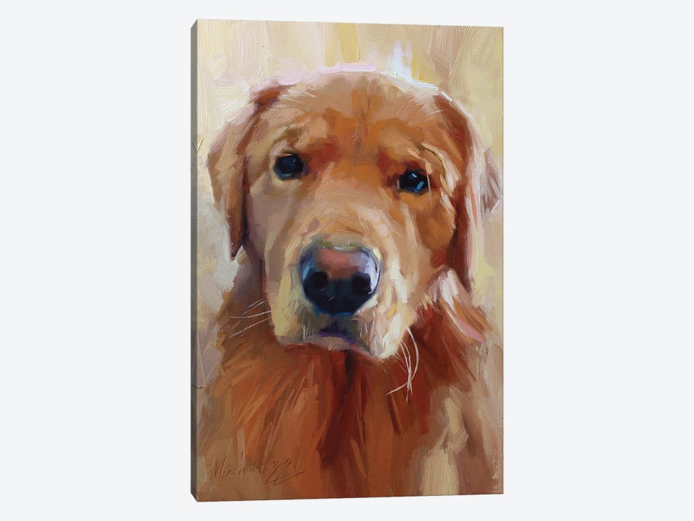 Yellow Labrador Dog Portrait by Alex Movchun 1-piece Canvas Wall Art