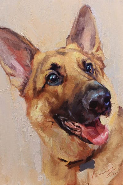 German Shepherds: Happy Shepherd by Alex Movchun