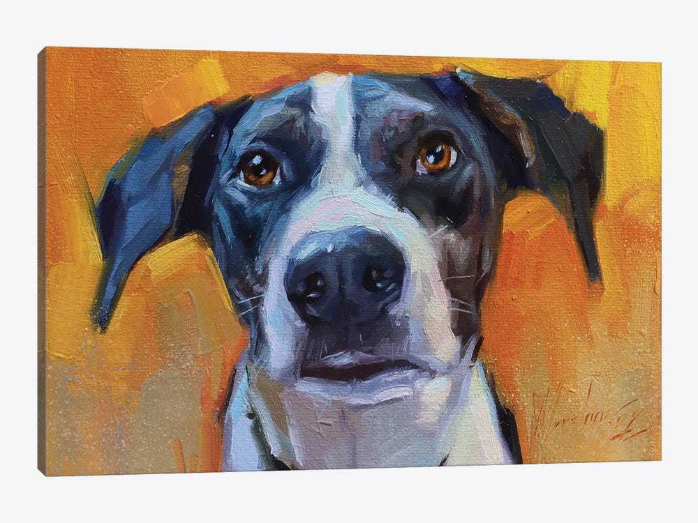Dog Portrait With Big Ears by Alex Movchun 1-piece Canvas Art Print