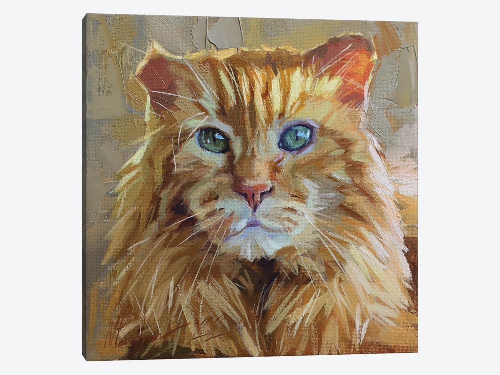 Red Cat Portrait by Alex Movchun 1-piece Canvas Artwork
