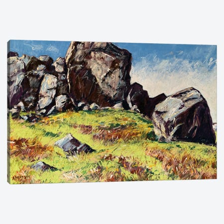 Cow And Calf In Winter Sun Canvas Print #AMX20} by Andrew Moodie Canvas Artwork