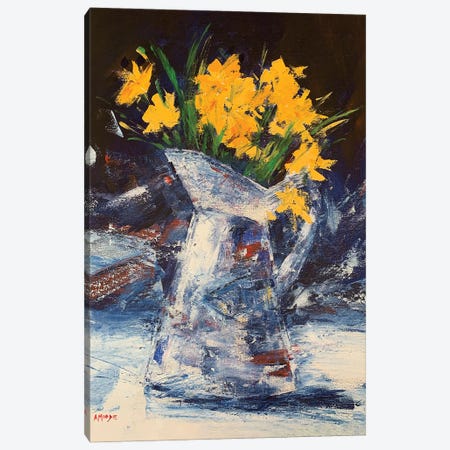 Jug Of Yellow Daffodils Canvas Print #AMX42} by Andrew Moodie Canvas Artwork