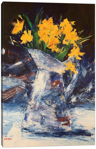 Jug Of Yellow Daffodils Canvas Art Print - Andrew Moodie