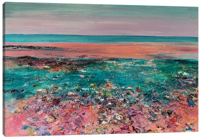 Pebbled Beach Canvas Art Print - Pops of Pink