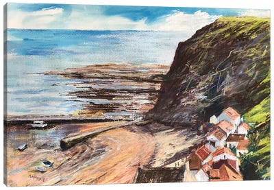 The Beach At Staithes Canvas Art Print - Andrew Moodie