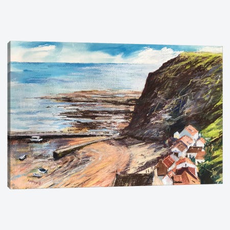 The Beach At Staithes Canvas Print #AMX95} by Andrew Moodie Canvas Art