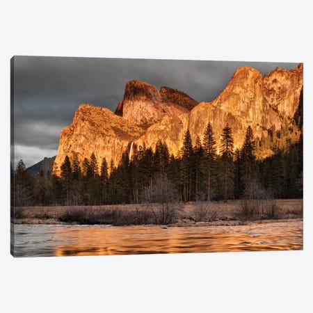 USA, California, Yosemite National Park, Bridalveil Falls at sunset I Canvas Print #ANC10} by Ann Collins Canvas Wall Art