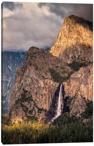 USA, California, Yosemite National Park, Bridalveil Falls at sunset II Canvas Art Print - Yosemite National Park Art