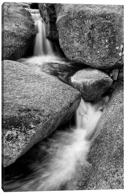 USA, New Hampshire, White Mountains, Lucy Brook flows past granite rock I Canvas Art Print - Zen Bedroom Art