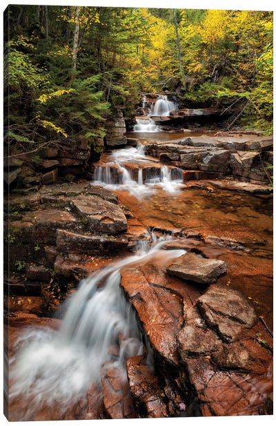 USA, New Hampshire, White Mountains, Vertical panorama of Coliseum Falls Canvas Art Print - Waterfall Art