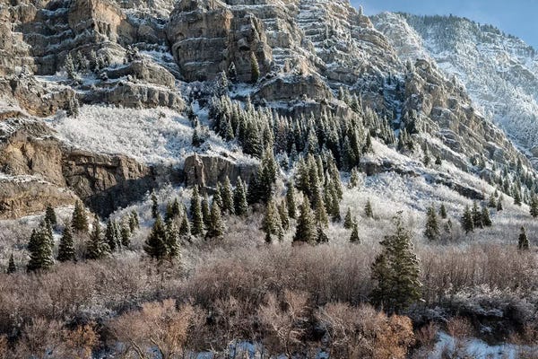 Ann Collins: USA, Utah, Provo, Panoramic view of late afternoon light in Provo Canyon by Ann Collins