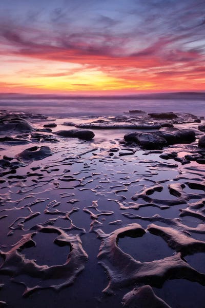 Cloudy Sunsets: USA, California, La Jolla, Sunset at Coast Boulevard Park by Ann Collins