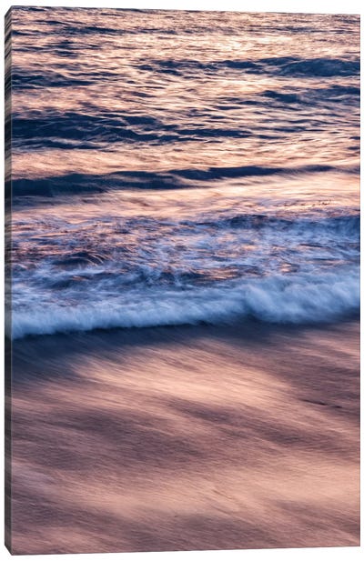 USA, California, La Jolla, Sunset color reflected in waves at Windansea Beach Canvas Art Print