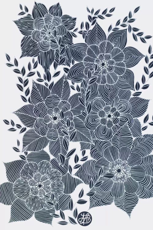 Zentangled Flowers I by Angelika Parker wall art