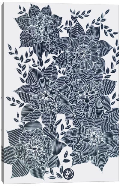Zentangled Flowers I Canvas Art Print - Angelika Parker
