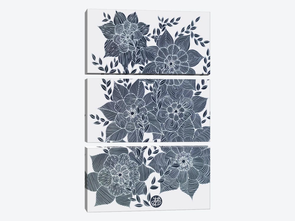 Zentangled Flowers I by Angelika Parker 3-piece Canvas Art