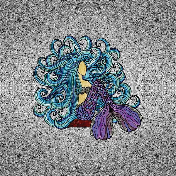 Kids Nautical Art: Blue Mermaid by Angelika Parker