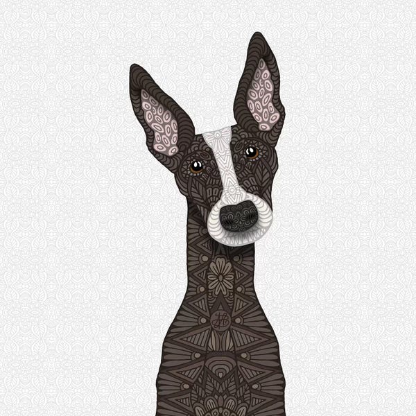 Greyhounds: Brindle Greyhound, White Snout by Angelika Parker