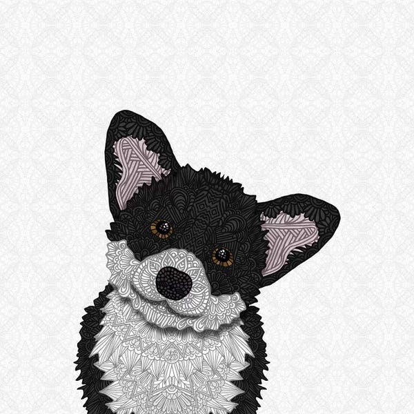 Corgis: Cute Black Corgi by Angelika Parker