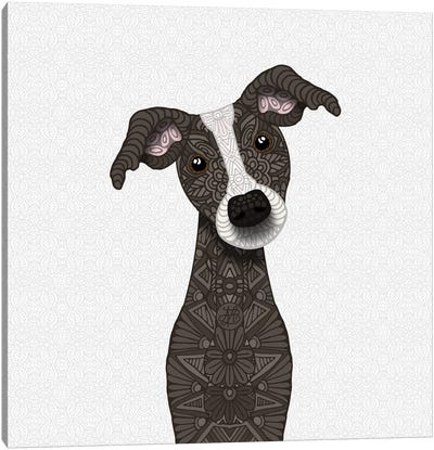 Cute Brindle Iggy Dog Canvas Art Print - Italian Greyhound Art