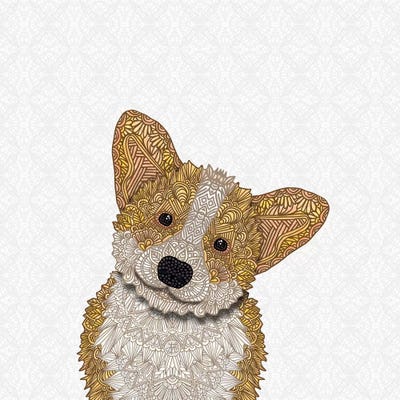 Cute Fawn Corgi by Angelika Parker metal wall art