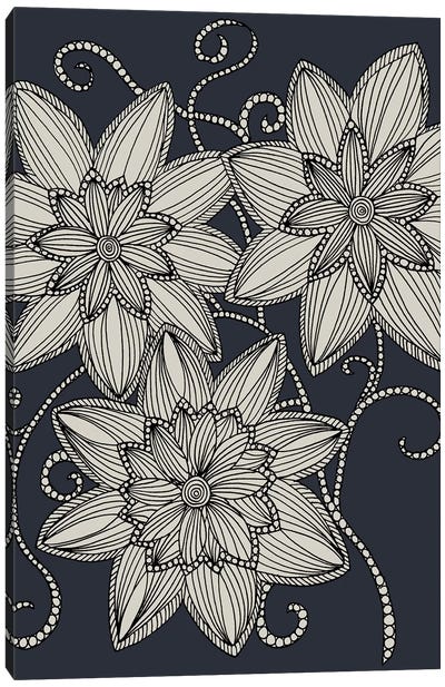 Zentangled Flowers II Canvas Art Print - Angelika Parker