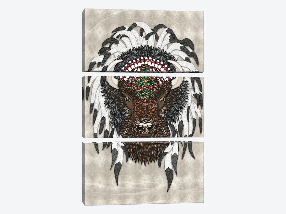 Native Bison by Angelika Parker 3-piece Canvas Art