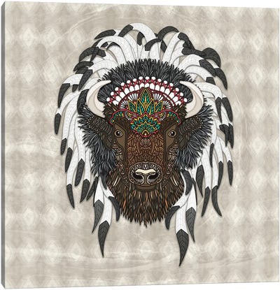 Native Bison Canvas Art Print - Native American Décor