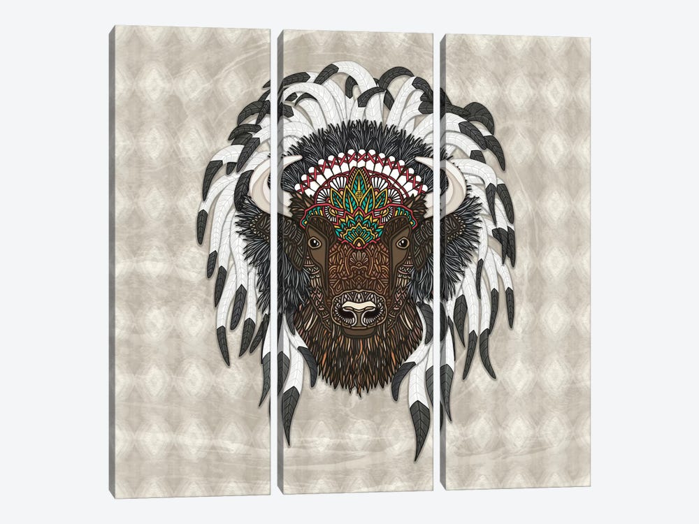 Native Bison by Angelika Parker 3-piece Canvas Art Print