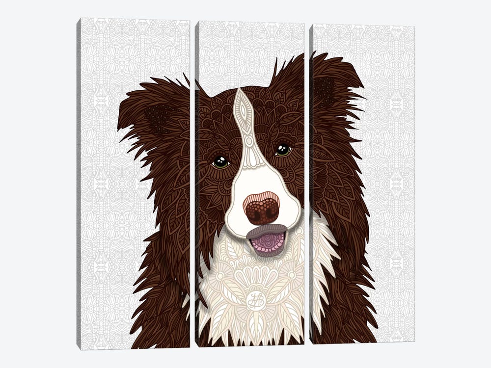 Red Border Collie by Angelika Parker 3-piece Canvas Artwork