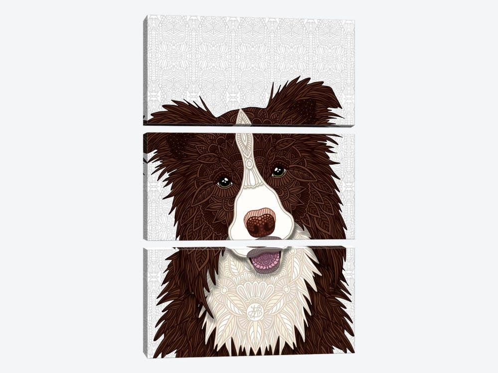 Red Border Collie by Angelika Parker 3-piece Canvas Art Print