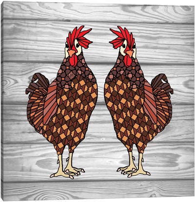 Chickens Canvas Art Print - Angelika Parker