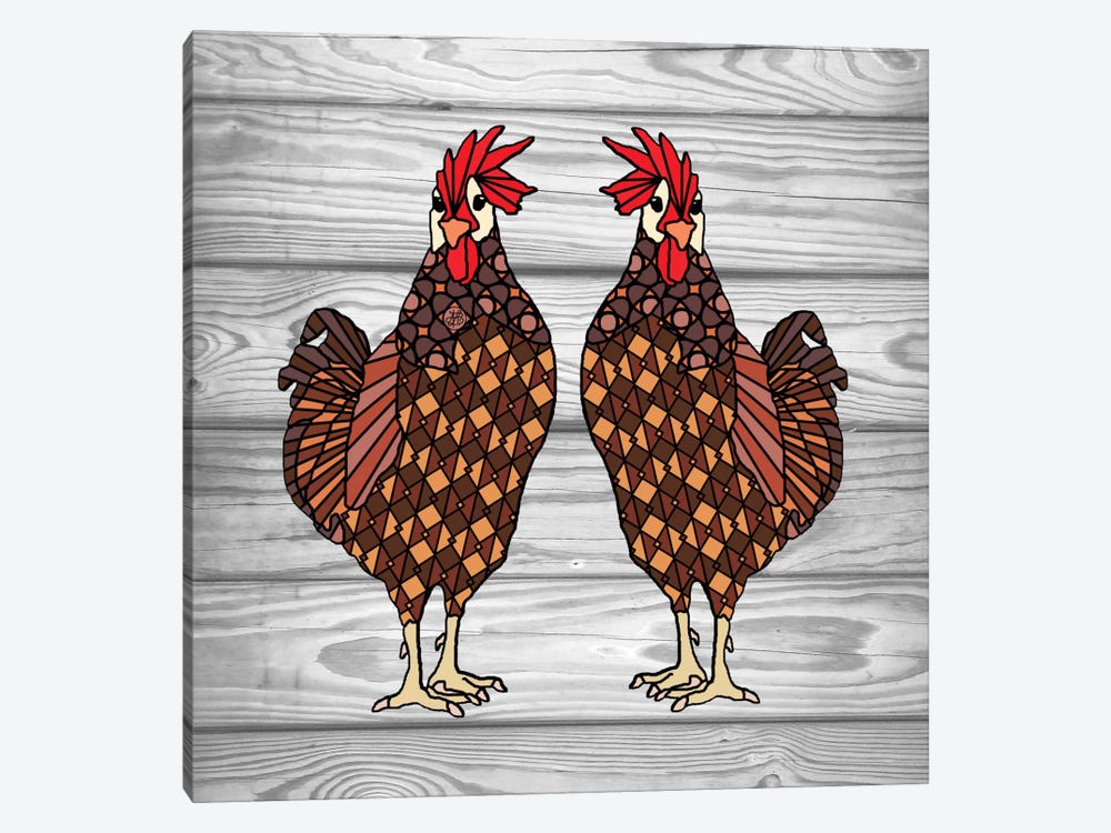 Chickens by Angelika Parker 1-piece Art Print