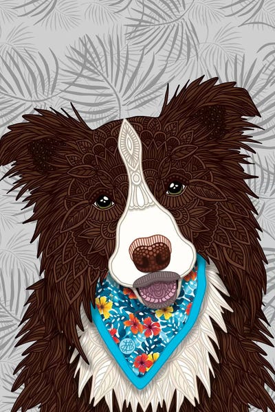 Tropical Red Border Collie Boy by Angelika Parker acrylic art print