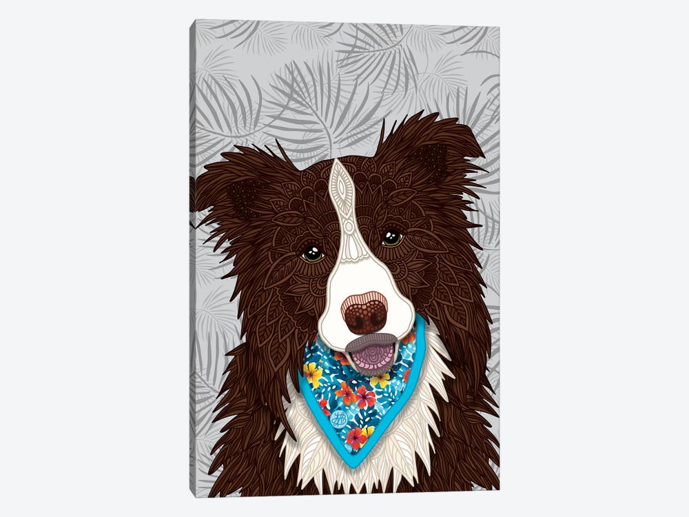 Tropical Red Border Collie Boy by Angelika Parker 1-piece Canvas Art