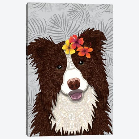 Tropical Red Border Collie Girl Canvas Print #ANG196} by Angelika Parker Art Print
